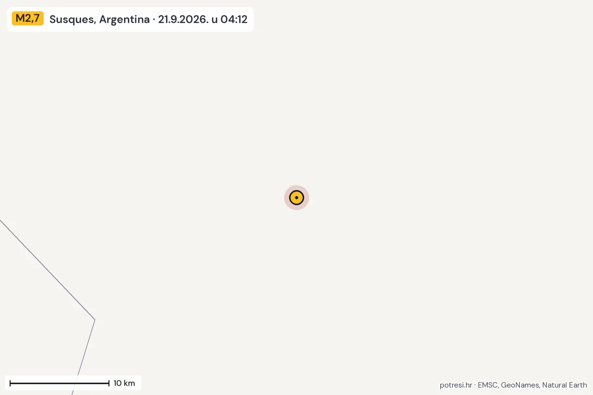 Karta: okolica epicentra, 60 km, potres M2,7, Susques, Argentina, 21.9.2026.