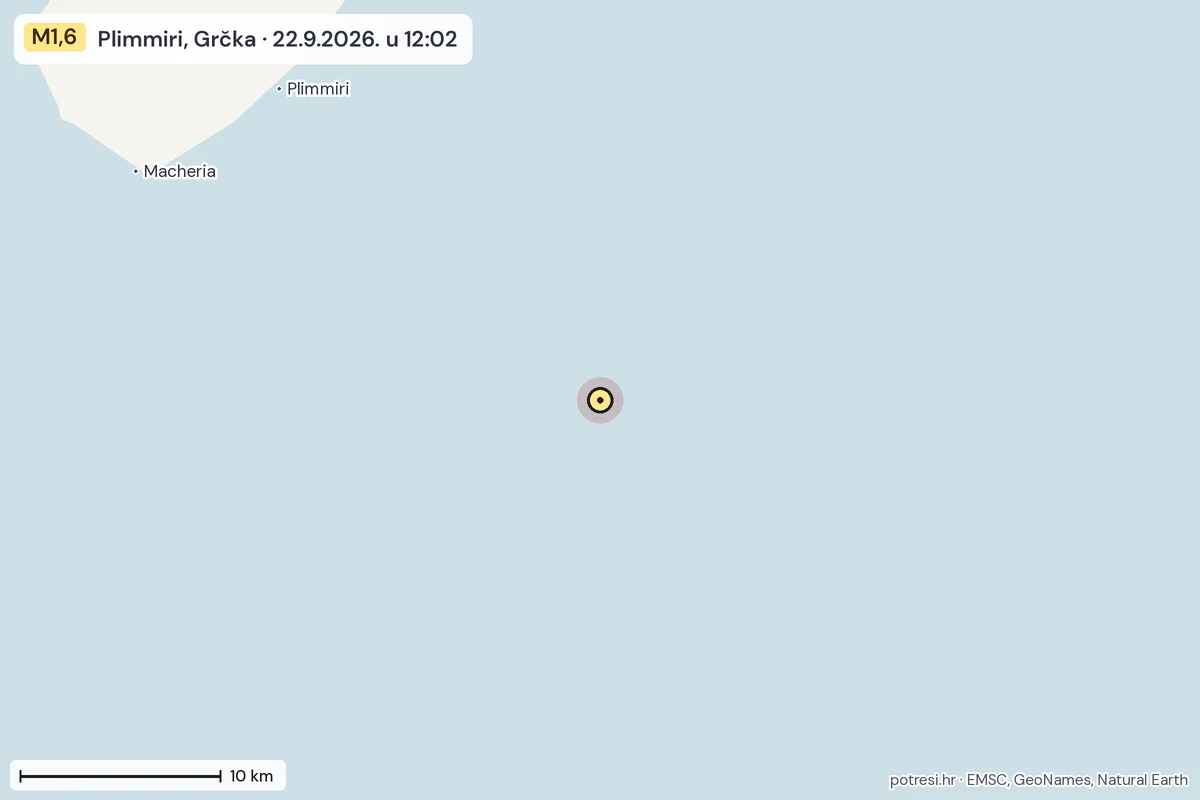 Karta: okolica epicentra, 60 km, potres M1,6, Plimmiri, Grčka, 22.9.2026.