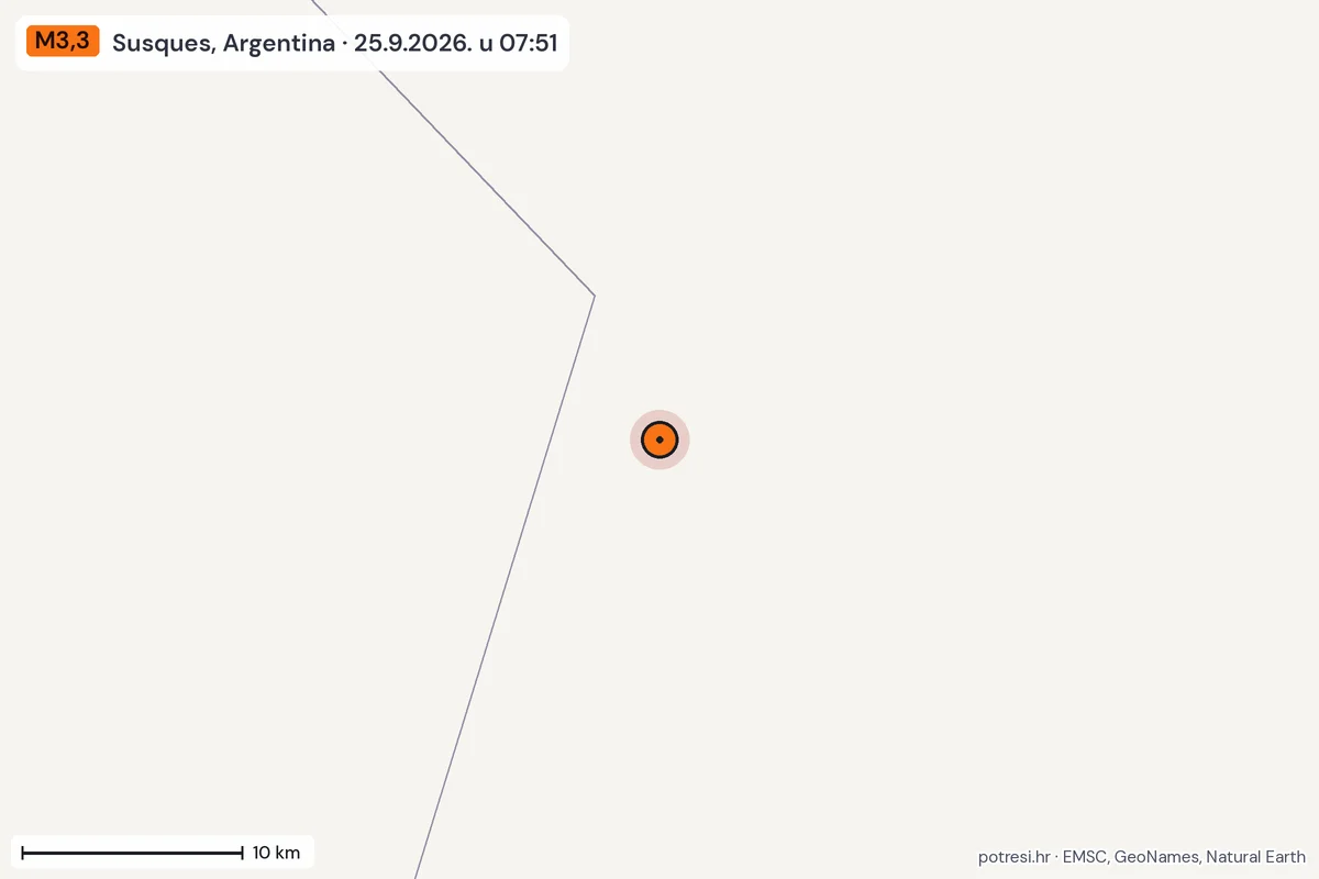 Karta: okolica epicentra, 60 km, potres M3,3, Susques, Argentina, 25.9.2026.