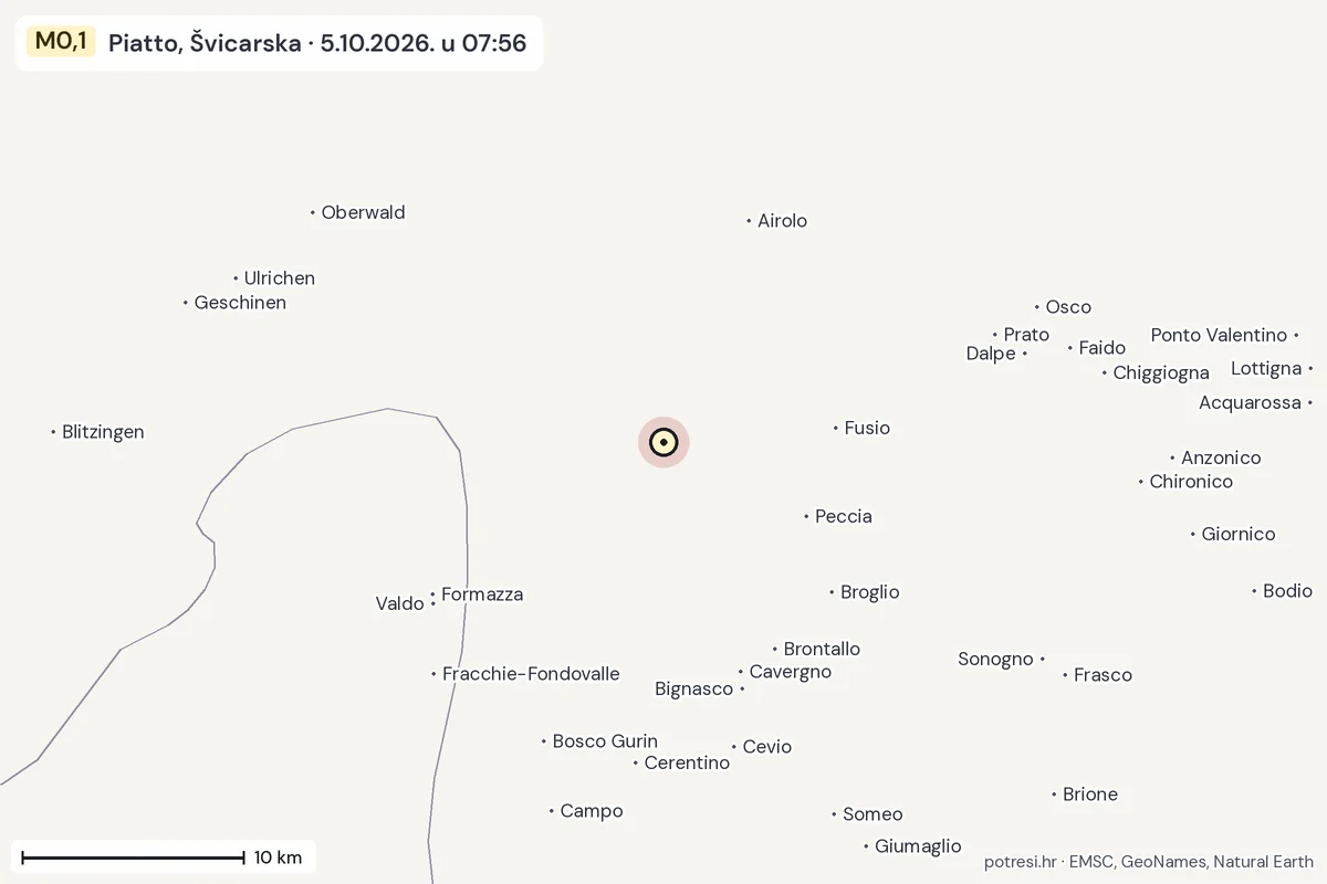 Karta: okolica epicentra, 60 km, potres M0,1, Piatto, Švicarska, 5.10.2026.