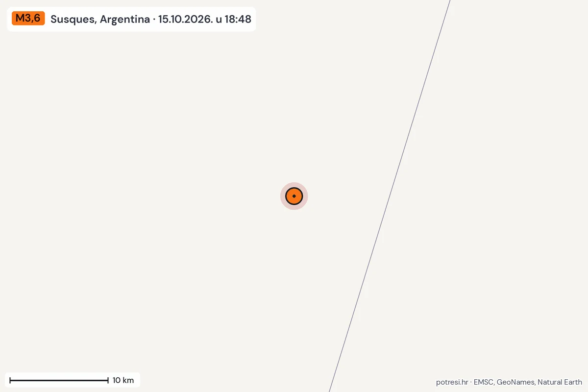 Karta: okolica epicentra, 60 km, potres M3,6, Susques, Argentina, 15.10.2026.