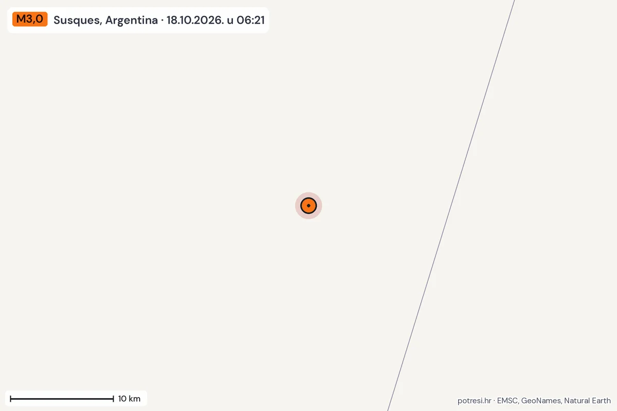Karta: okolica epicentra, 60 km, potres M3,0, Susques, Argentina, 18.10.2026.