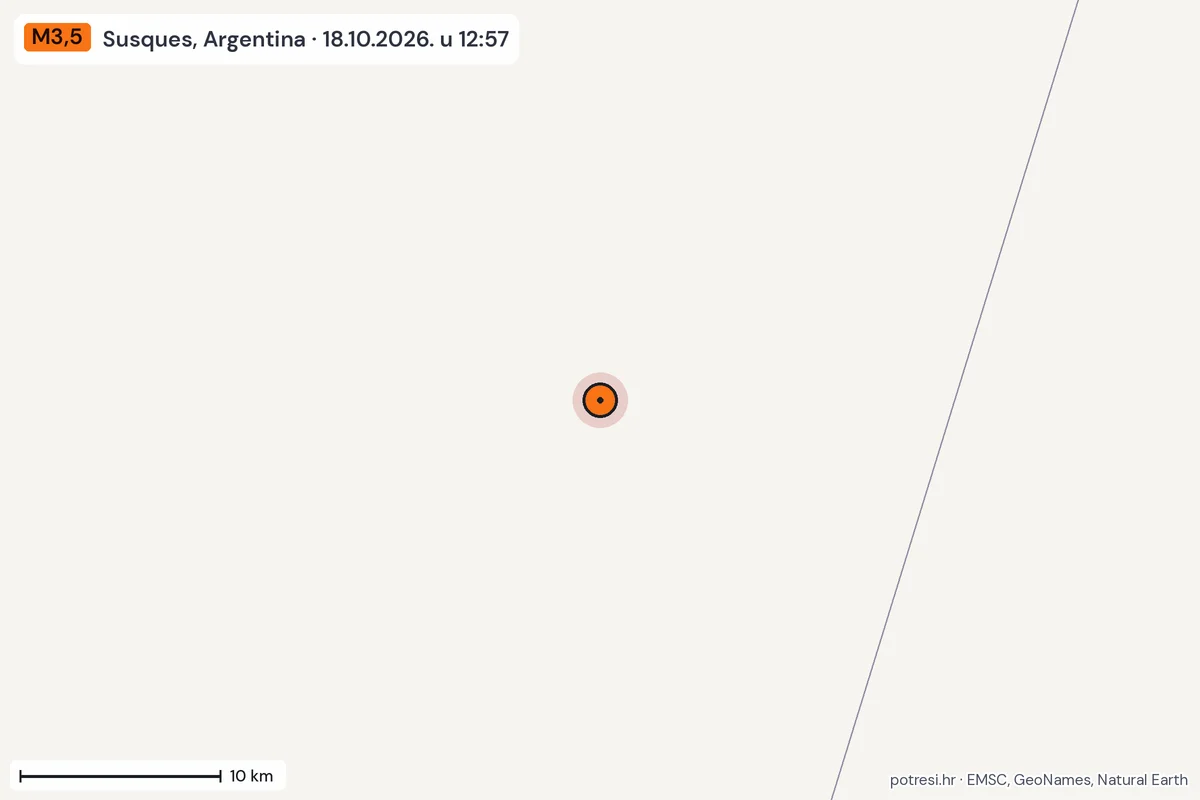 Karta: okolica epicentra, 60 km, potres M3,5, Susques, Argentina, 18.10.2026.