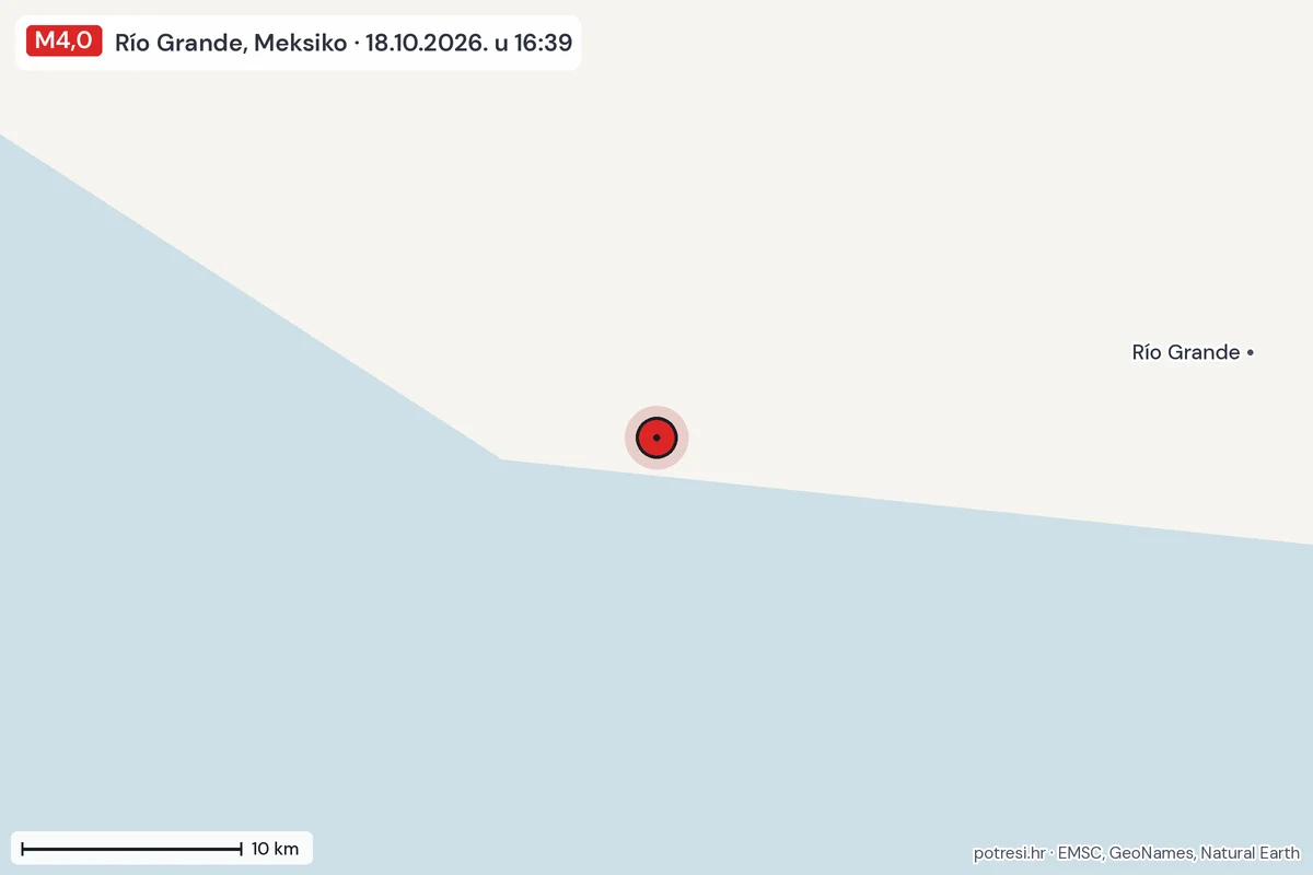 Karta: okolica epicentra, 60 km, potres M4,0, Río Grande, Meksiko, 18.10.2026.