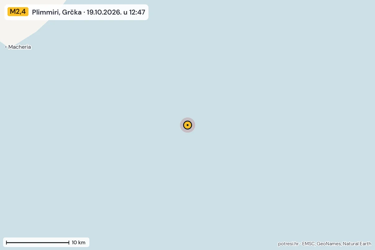 Karta: okolica epicentra, 60 km, potres M2,4, Plimmiri, Grčka, 19.10.2026.