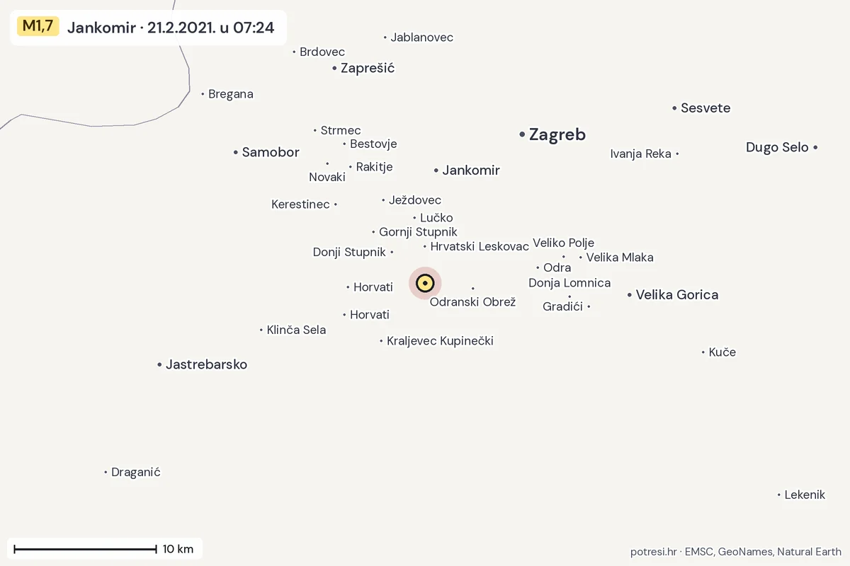 Karta: okolica epicentra, 60 km, potres M1,7, Jankomir, 21.2.2021.