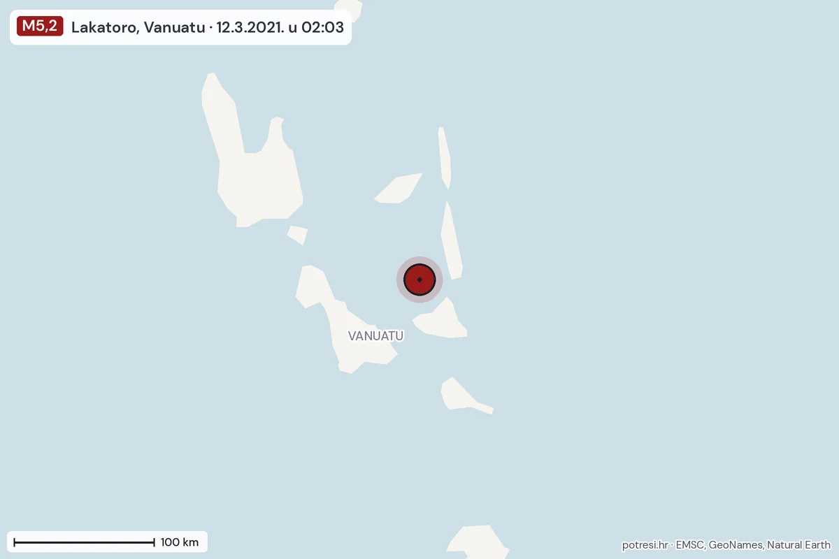 Karta: šire područje, 600 km, potres M5,2, Lakatoro, Vanuatu, 12.3.2021.