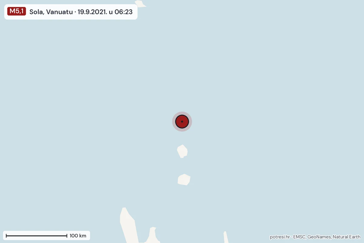 Karta: šire područje, 600 km, potres M5,1, Sola, Vanuatu, 19.9.2021.