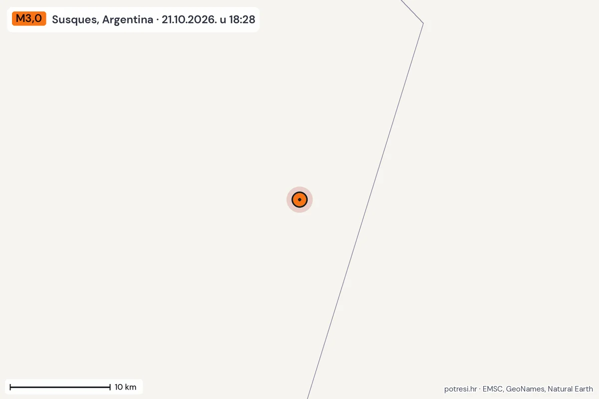 Karta: okolica epicentra, 60 km, potres M3,0, Susques, Argentina, 21.10.2026.