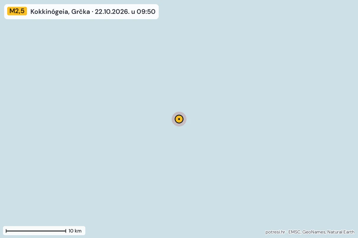 Karta: okolica epicentra, 60 km, potres M2,5, Kokkinógeia, Grčka, 22.10.2026.